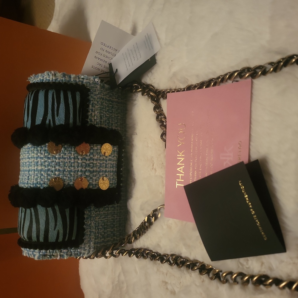 Kooreloo Handbag NWT Blue & Black with Animal Print